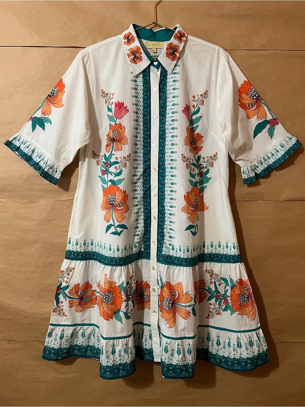 IslaPayal | Lisbon Mini Dress Zinnia Floral White Button Front Size XL